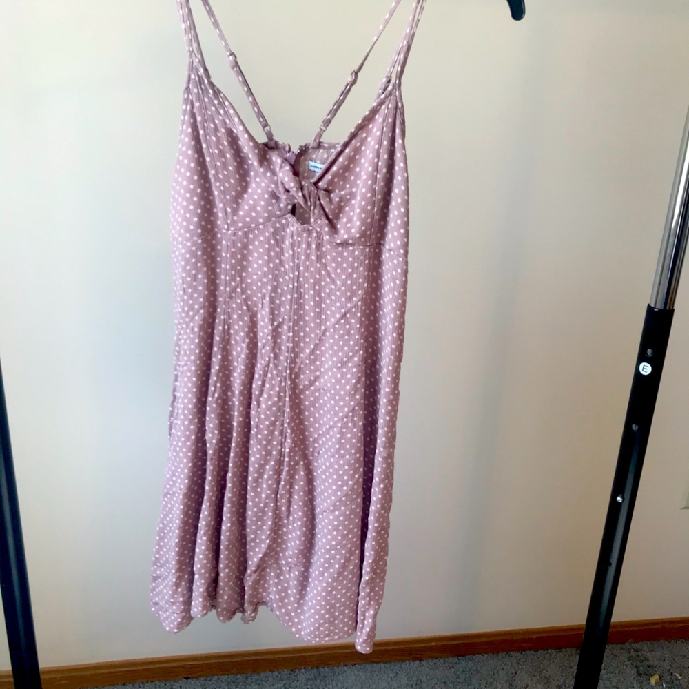 Pink polka dot spaghetti strap dress
